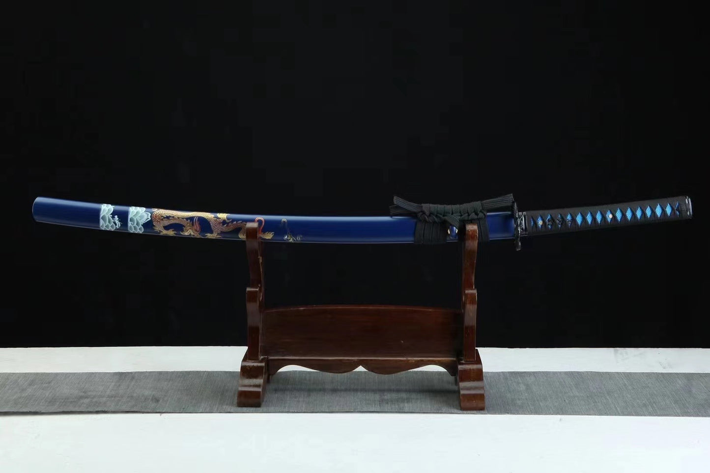 Collector, blue blade, manganese steel, handmade, full Tang samurai knife