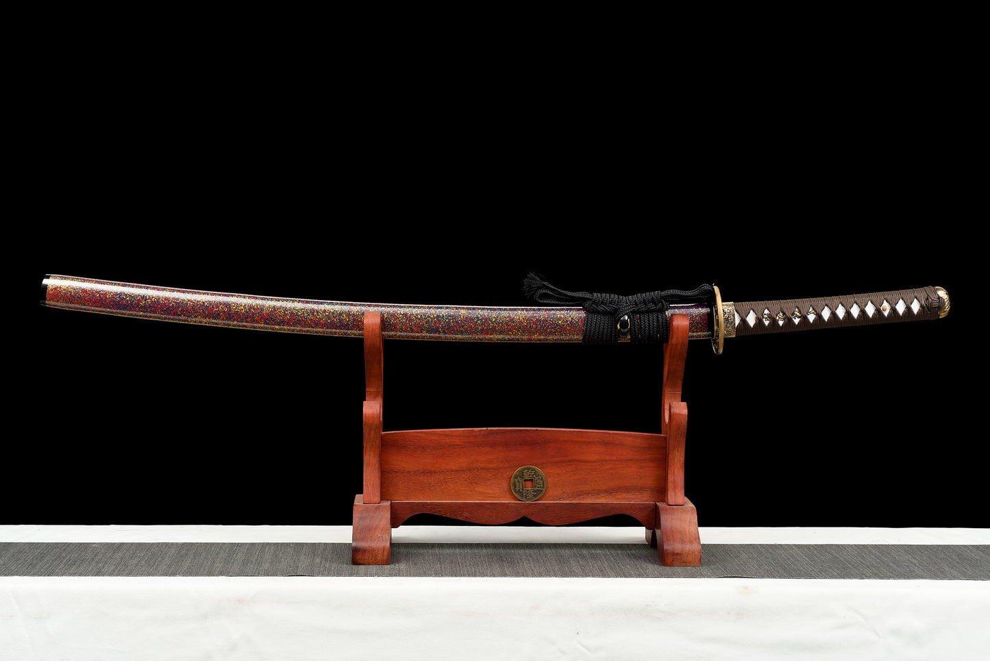 Metal Craft, High Performance, Damascus Steel, Roasted Red, Handmade, Real Samurai Sword, Full Tang