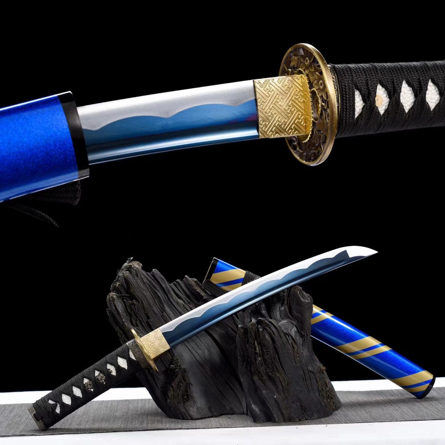 Handmade tanto, mashita's katana, japanese katana, cosplay, full tanto, blue blade