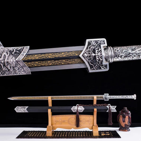 Longquan Sword, Intangible Cultural Heritage of Humanity, Hand Forged, High Manganese Steel, Metal Sheath, Han Sword