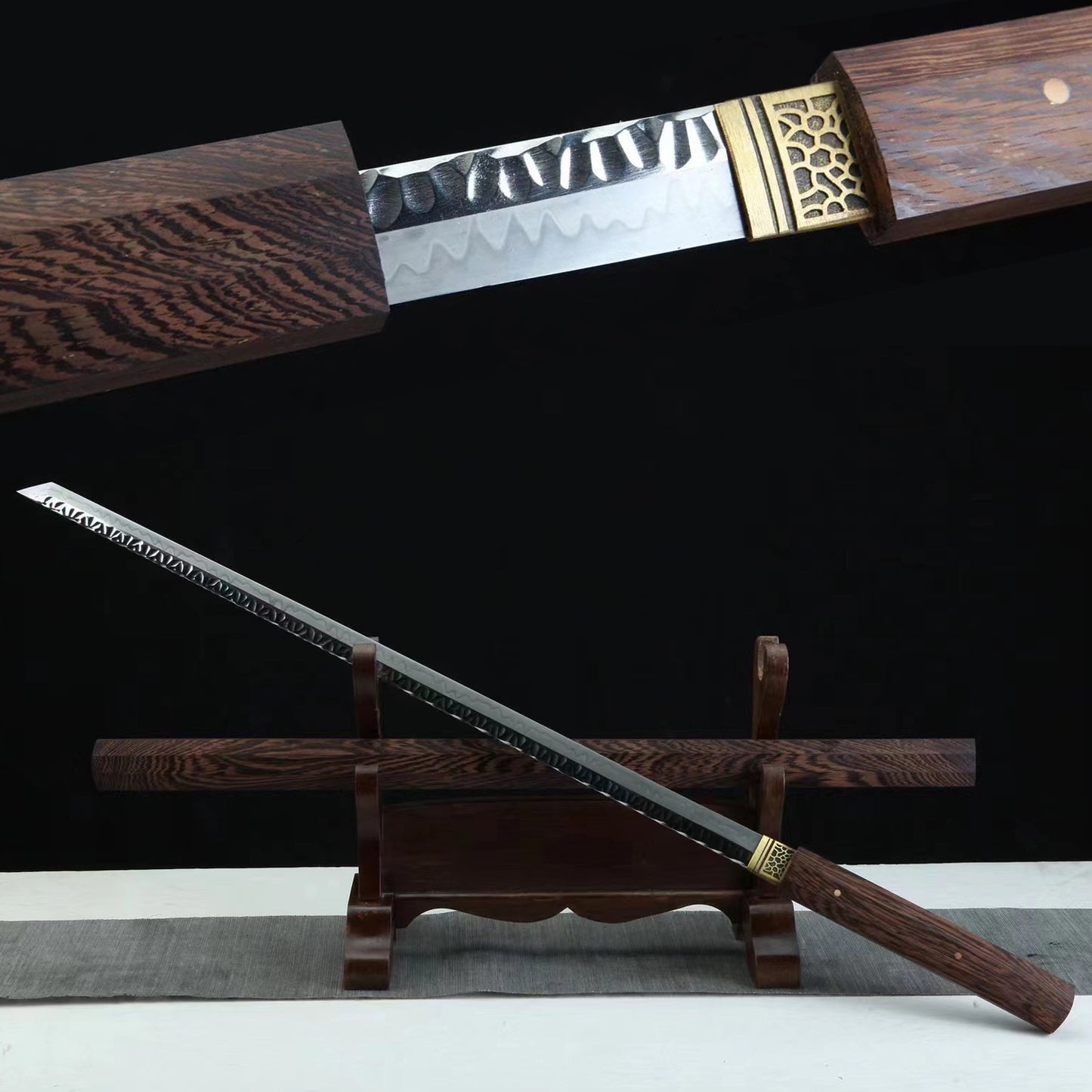 Handmade Tang Heng Dao, 1095 steel, full Tang，Special clay quenching process，Burning Blade