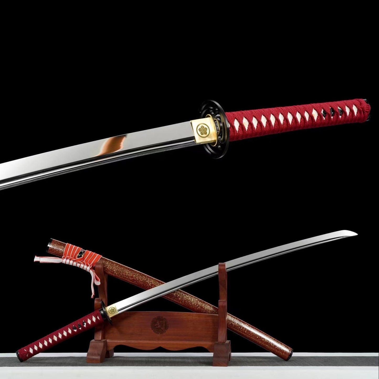 Collectibles, Handcrafted Katana Swords, Spring Steel + Grinding Mirror, Full Tang