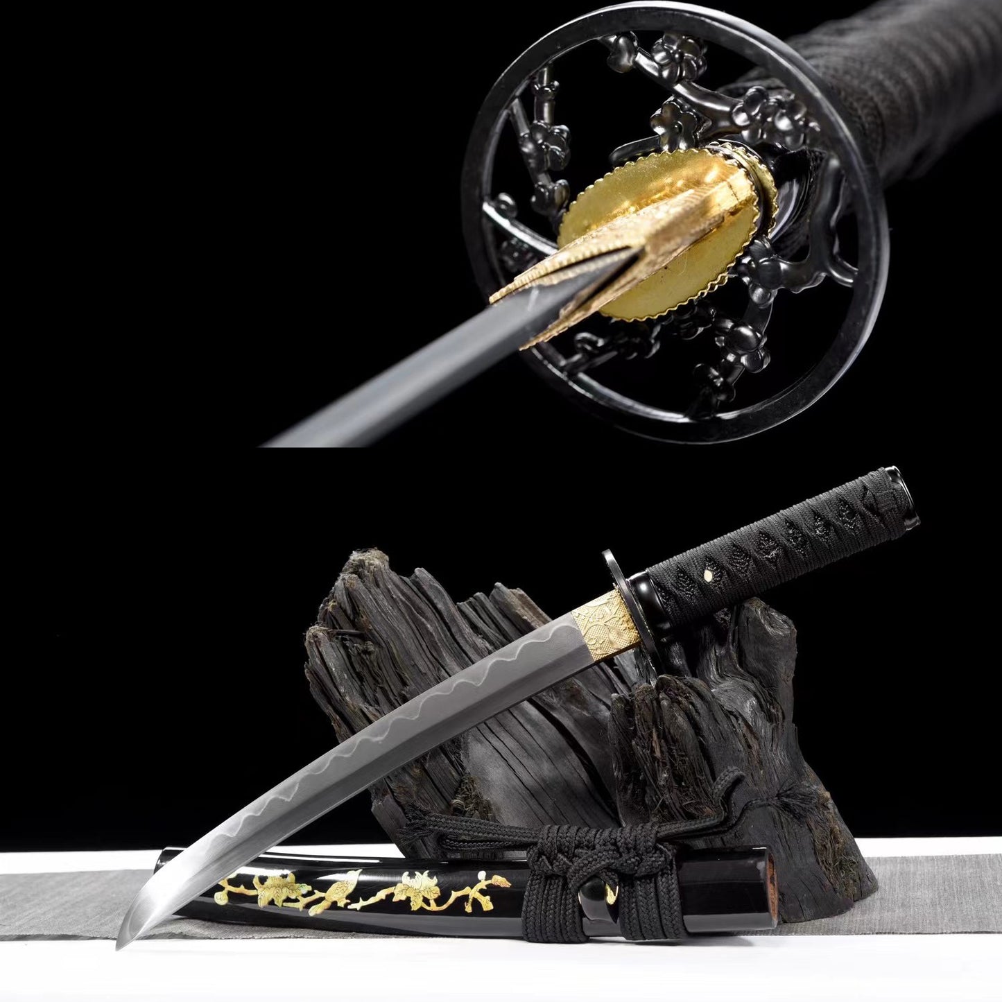 Collectibles, handmade tanto, burning blade, Damascus folding steel special quenching，real katana, full tang