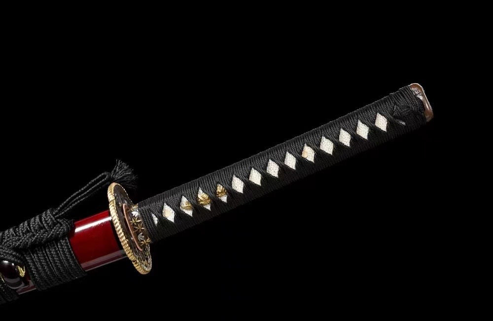 Collectible, Red Sheath Decal, Handmade, Damascus Steel, Burning Blade, Full Tang