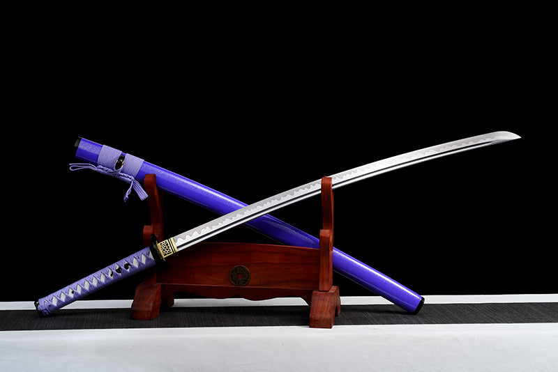 Metal crafts, collectibles, purple scabbard, 1095 steel, real samurai sword, full Tang