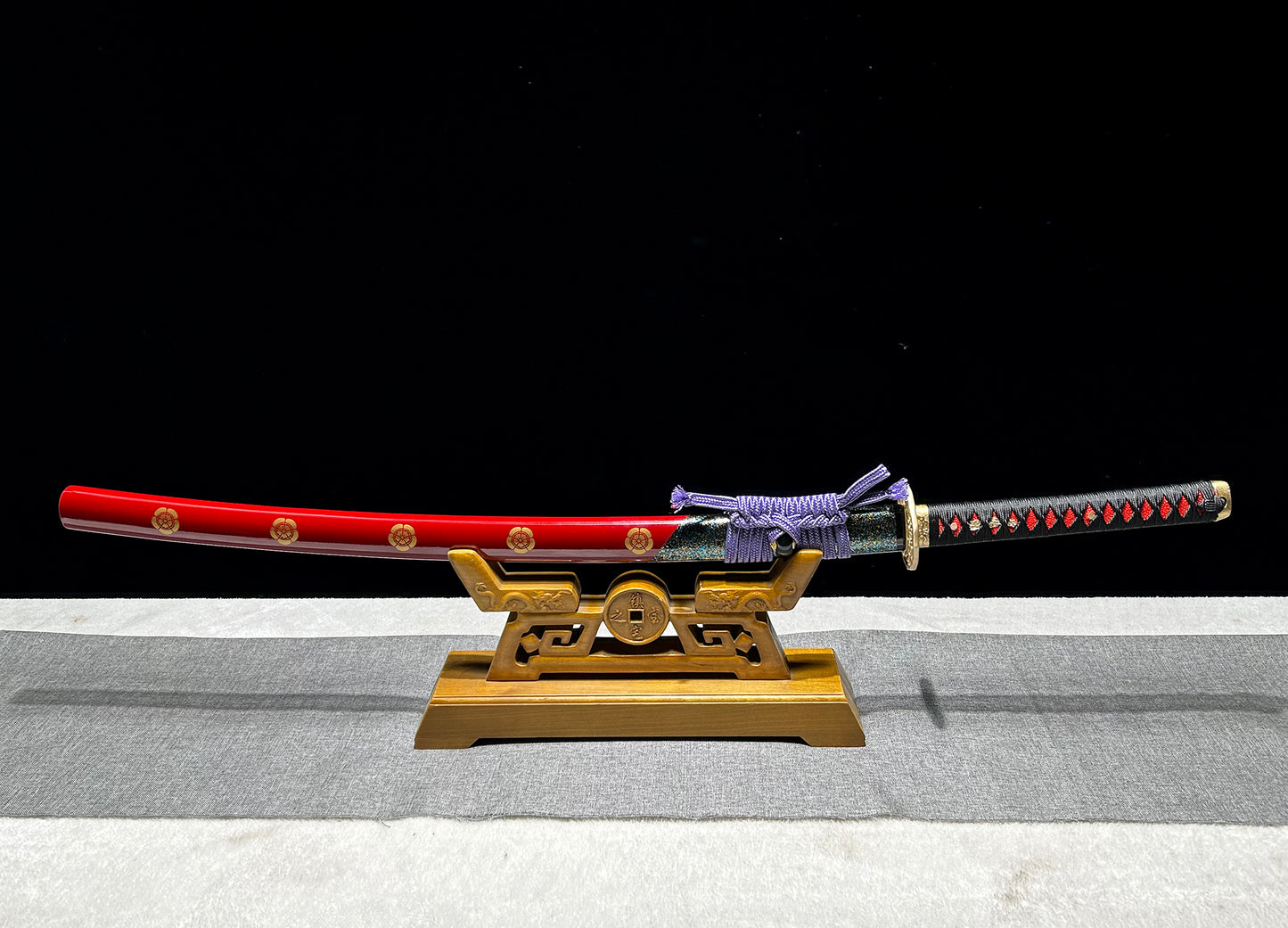 1095 Steel Special Clay Tempered, Burning Blade, Real Samurai Sword, Japanese Katana, Purple Blade, Full Tang