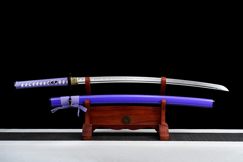 Metal crafts, collectibles, purple scabbard, 1095 steel, real samurai sword, full Tang