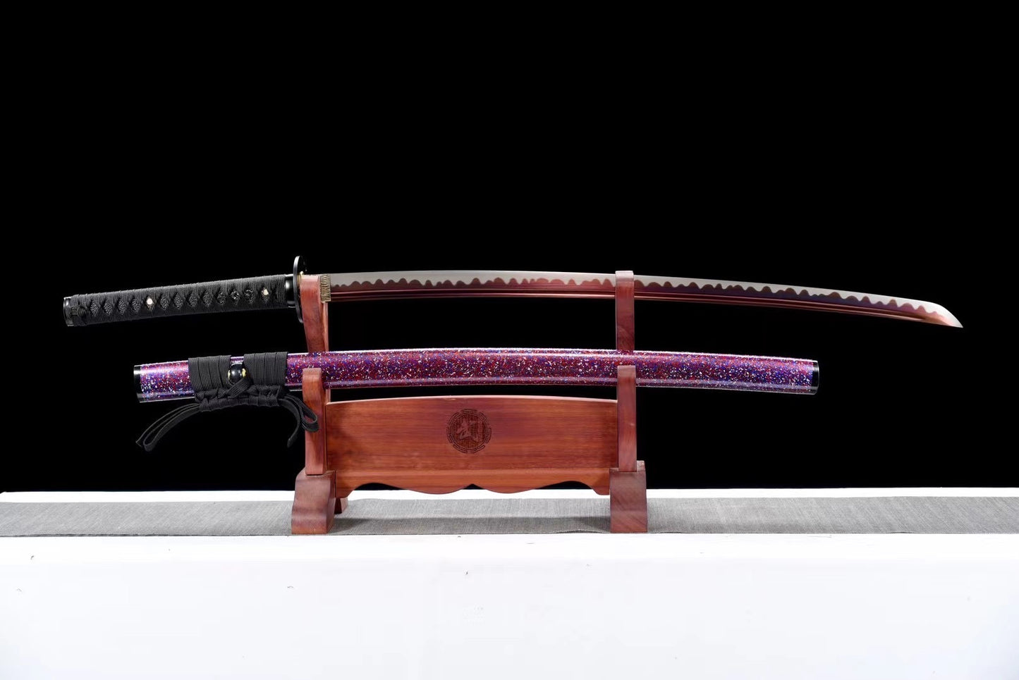 Collectible, handmade katana, high manganese steel, red blade, full Tang katana