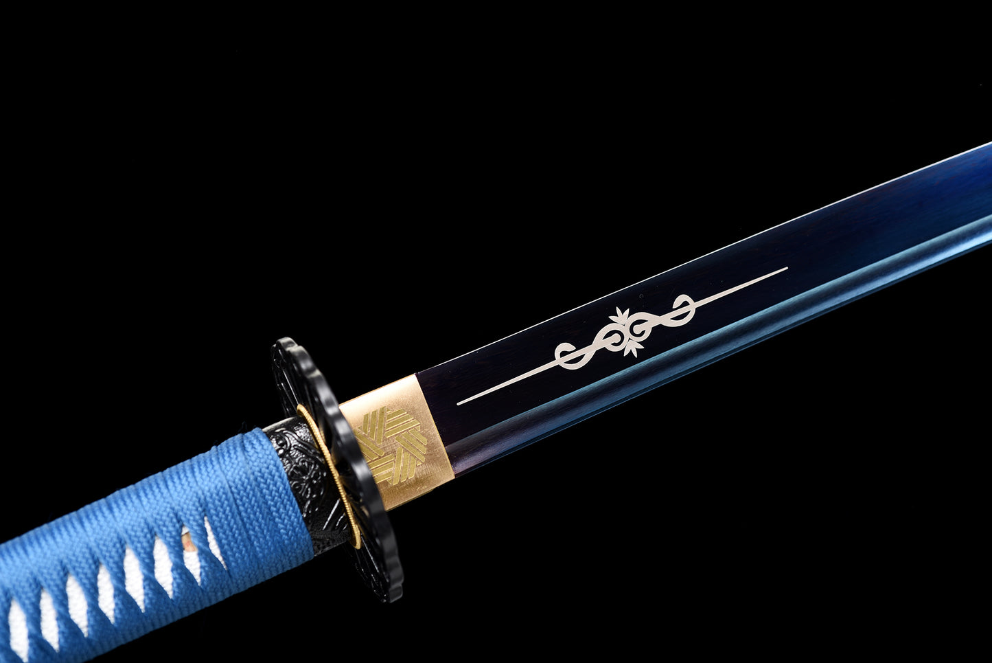 Metal crafts, collectibles, blue blade, 1095 steel, full Tang samurai sword, handmade