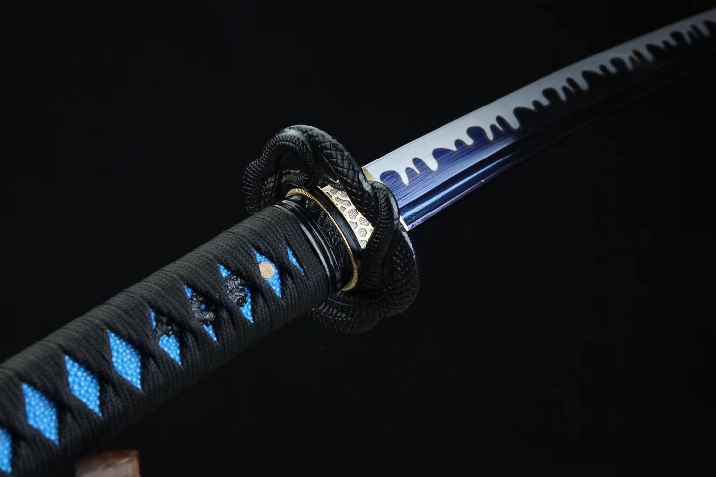 Collector, blue blade, manganese steel, handmade, full Tang samurai knife