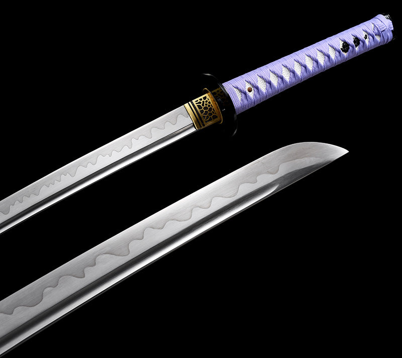 Metal crafts, collectibles, purple scabbard, 1095 steel, real samurai sword, full Tang