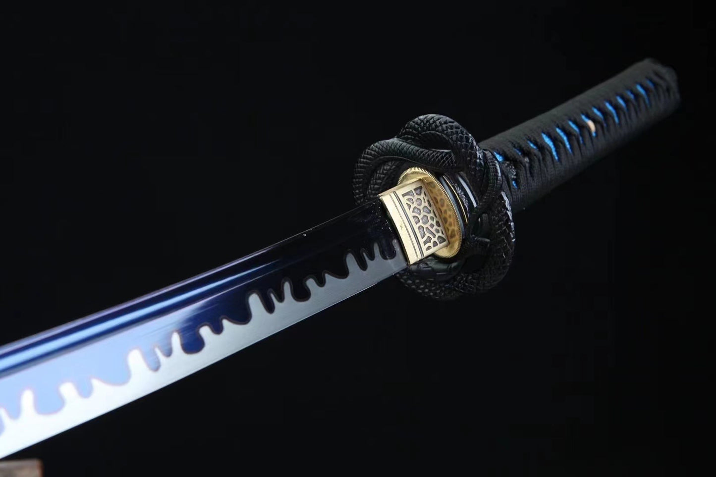 Collector, blue blade, manganese steel, handmade, full Tang samurai knife