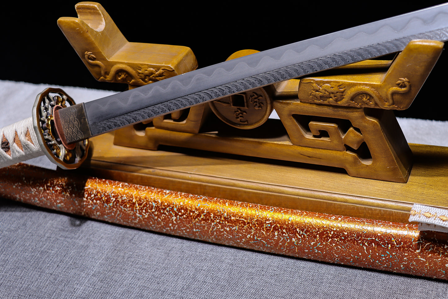 Special folding damascus steel, handmade katana, real katana, full tang katana