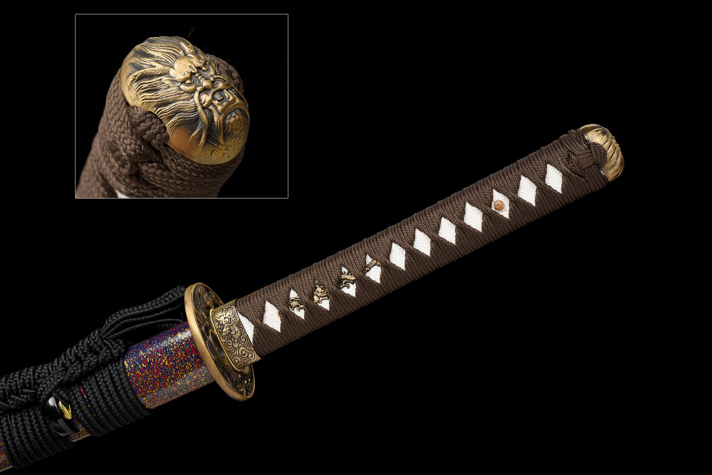 Metal Craft, High Performance, Damascus Steel, Roasted Red, Handmade, Real Samurai Sword, Full Tang