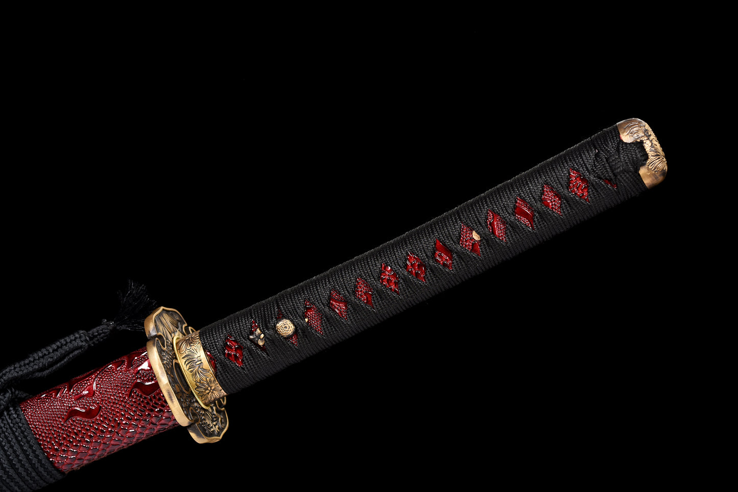 metal crafts, collectibles, Damascus steel, handmade katana swords, red blades, full tang