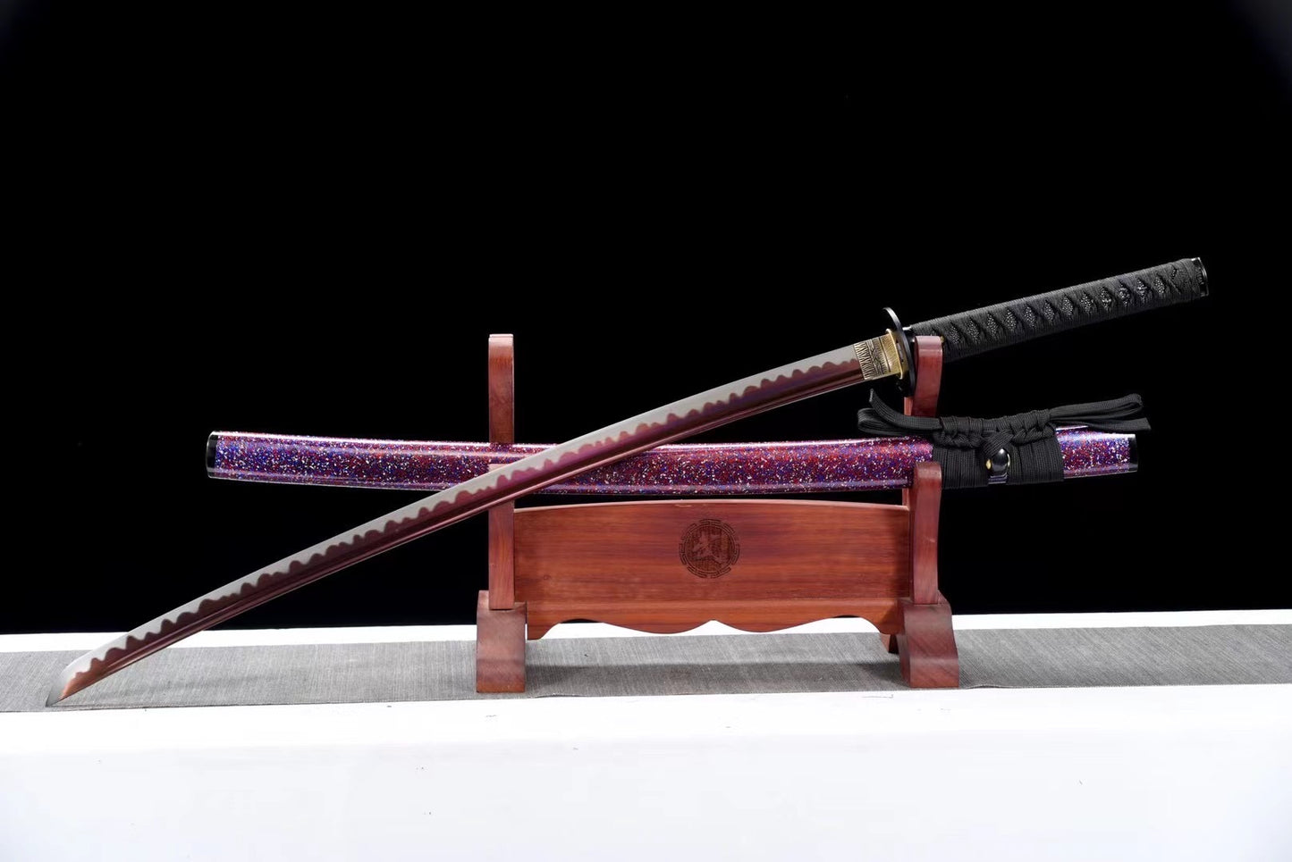 Collectible, handmade katana, high manganese steel, red blade, full Tang katana