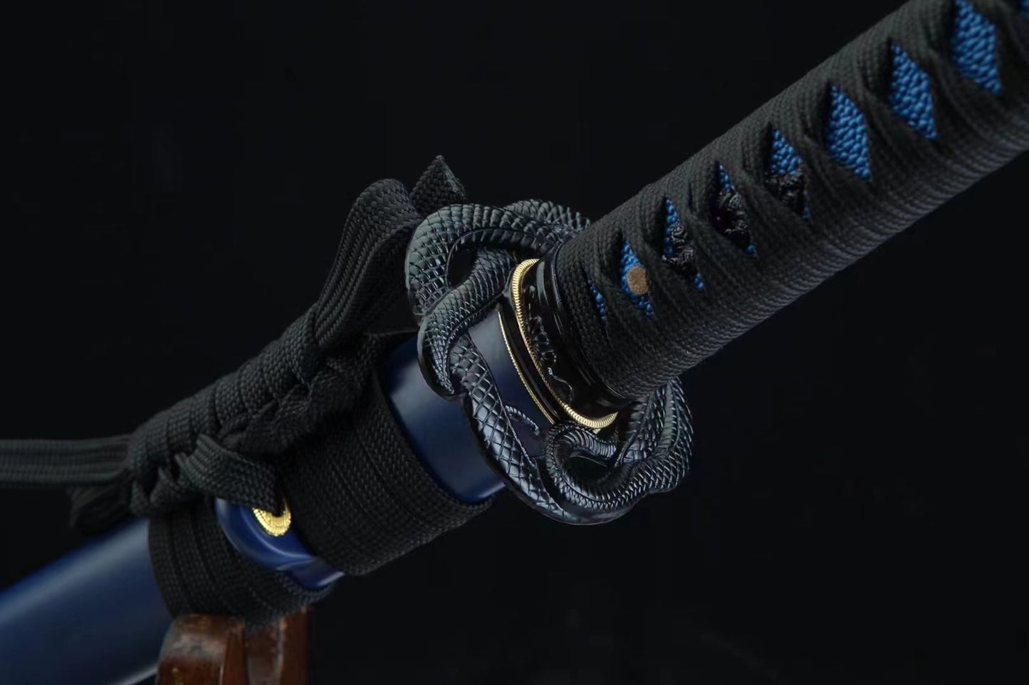 Collector, blue blade, manganese steel, handmade, full Tang samurai knife